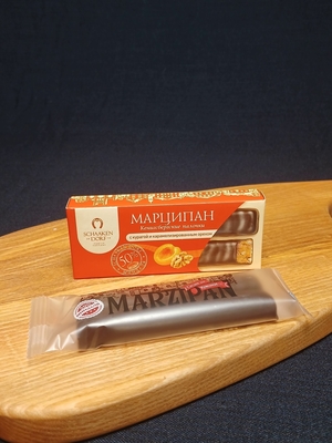 Марципановые палочки с курагой и карамелизированным грецким орехом в темном шоколаде, 50 гр