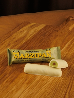 Марципановый батончик в белом шоколаде с лаймом и мятой, 40 гр